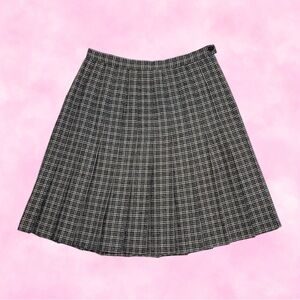 Brown Plaid Pleated Skirt